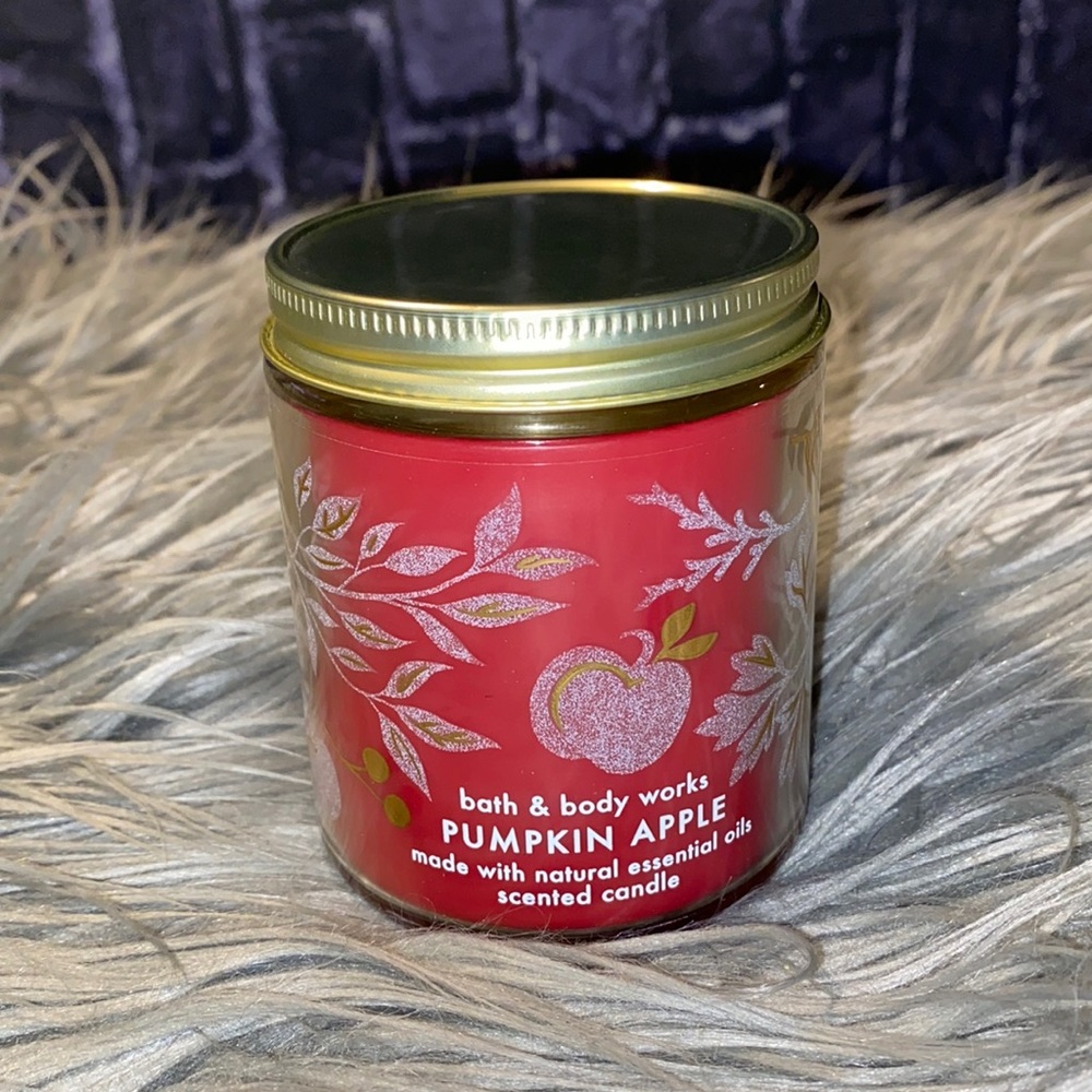 BATH & Body Works PUMPKIN APPLE Scented Single Wick Candle 7 oz NWTS